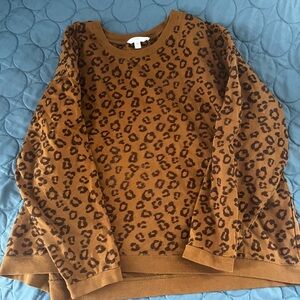 Time and Tru Leopard Print Tan Sweater